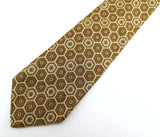 1960s-70s Mod Silk Blend Tie Mad Men Era Mid Century Modern Gold and Green Men's Vintage Silk & Polyester Necktie by American Macclesfield