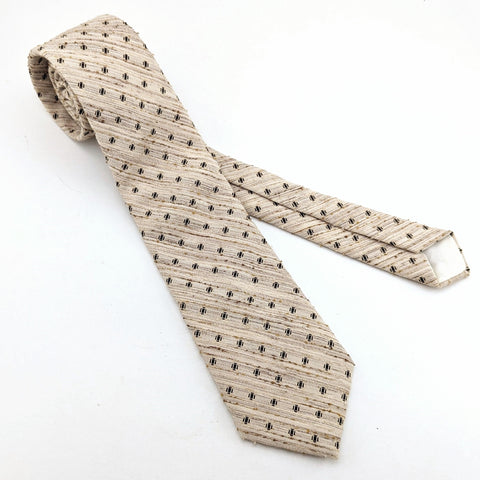 1970s JACQUES ESTIER Tie Men's Vintage Tan Brown Woven Textured Disco Era Necktie