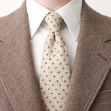 1970s JACQUES ESTIER Tie Men's Vintage Tan Brown Woven Textured Disco Era Necktie