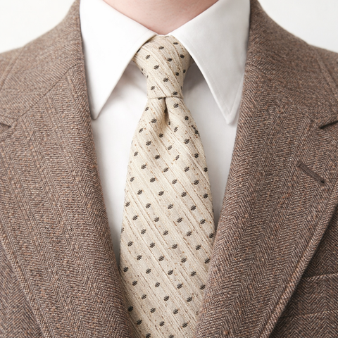 1970s JACQUES ESTIER Tie Men's Vintage Tan Brown Woven Textured Disco Era Necktie