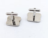 1960s Bowling Alley Cufflinks Mad Men Era Mid Century Men's Vintage Silver Tone Metal Cufflink Set with Bowler in Bowling Alley