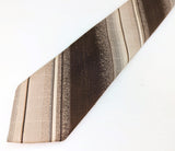 1970s Oscar de la Renta Tie Men's Disco Era Vintage Brown and Tan Woven Polyester Necktie
