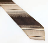 1970s Oscar de la Renta Tie Men's Disco Era Vintage Brown and Tan Woven Polyester Necktie