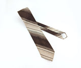 1970s Oscar de la Renta Tie Men's Disco Era Vintage Brown and Tan Woven Polyester Necktie