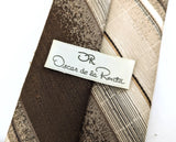 1970s Oscar de la Renta Tie Men's Disco Era Vintage Brown and Tan Woven Polyester Necktie