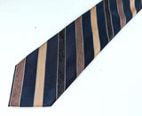 1970s Teal Striped Tie Men's Vintage Shiny Striped 100% Polyester Necktie by QUO VADIS