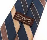 1970s Teal Striped Tie Men's Vintage Shiny Striped 100% Polyester Necktie by QUO VADIS