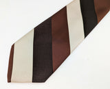 1970s Super Wide Brown Striped Tie Men's Vintage Disco Era Polyester Necktie by Brittania