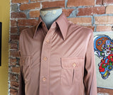 1970s Men's Polyester Disco Shirt Vintage Long Sleeve 100% Polyester Shirt by ADG - Size Men's MEDIUM