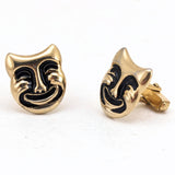 1960s Theatre Mask Cufflinks Mad Men Era Gold Tone Metal Cufflink Set with Thalia Comedy Masks by ANSON