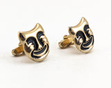 1960s Theatre Mask Cufflinks Mad Men Era Gold Tone Metal Cufflink Set with Thalia Comedy Masks by ANSON