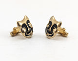 1960s Theatre Mask Cufflinks Mad Men Era Gold Tone Metal Cufflink Set with Thalia Comedy Masks by ANSON