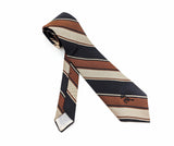 1970s COUNTESS MARA Tie Men's Vintage Brown, Tan and Black Striped Necktie by Countess Mara, New York for Woolf Brothers