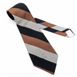 1970s COUNTESS MARA Tie Men's Vintage Black, Brown and Silver Banded Necktie by Countess Mara, New York for Woolf Brothers