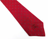 1970s COUNTESS MARA Tie Men's Vintage Bright Red Necktie by Countess Mara New York with Silver Foulard Designs