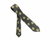 1950s Skinny Green Polka-Dot Tie Men's Vintage Narrow Mad Men Era Green & Black Sharkskin Necktie by Regal Marvess