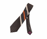 1970s Italian Disco Era Tie Men's Vintage Brown & Orange Polyester Necktie by G. Galvani Designed and Woven in Italy