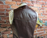 1970s Men's Leather Vest Vintage Reddish Brown Western Style Cowboy Shiny Leather Vest from The Leather Shop at SEARS - Size 38 (MEDIUM)