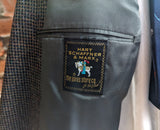 1970s Virgin Wool TWEED Men's Suit Jacket Black, Brown and Blue Blazer / Sport Coat by Hart Schaffner & Marx for Jones Store - Size 46 (XL)