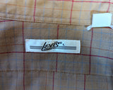 1980s Vintage LEVI'S Shirt Men's Tan Brown, Red & Blue Plaid Long Sleeve Shirt by Levi's - Size MEDIUM