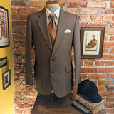 1970s Disco Era Brown Knit Polyester Suit Jacket Men's Vintage Blazer / Sport Coat by HAGGAR - Size 40 (MEDIUM)