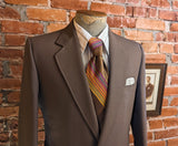 1970s Disco Era Brown Knit Polyester Suit Jacket Men's Vintage Blazer / Sport Coat by HAGGAR - Size 40 (MEDIUM)