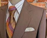 1970s Disco Era Brown Knit Polyester Suit Jacket Men's Vintage Blazer / Sport Coat by HAGGAR - Size 40 (MEDIUM)