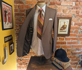 1970s Disco Era Brown Knit Polyester Suit Jacket Men's Vintage Blazer / Sport Coat by HAGGAR - Size 40 (MEDIUM)