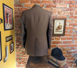 1970s Disco Era Brown Knit Polyester Suit Jacket Men's Vintage Blazer / Sport Coat by HAGGAR - Size 40 (MEDIUM)