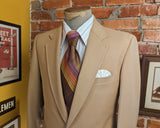 1970s Disco Era Tan Brown Knit Polyester Suit Jacket Men's Vintage Blazer / Sport Coat - Size 38 (MEDIUM)