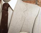 1970s-80s Vintage Men's Linen Look Suit Jacket / Blazer / Sport Coat WFF by Farah - Size 42 (LARGE)