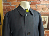 1960s Men's Vintage Raincoat Black, Brown & Red Plaid Rain and Stain Repellent Overcoat Rainchex by Gleneagles - Size 40 L (MEDIUM)