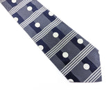 1980s-90s COUNTESS MARA All Silk Tie Men's Vintage Blue & Silver Necktie with polka-dot designs Made in U.S.A. by Countess Mara