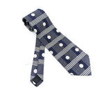 1980s-90s COUNTESS MARA All Silk Tie Men's Vintage Blue & Silver Necktie with polka-dot designs Made in U.S.A. by Countess Mara