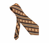 1960s-70s Mod Brown & Orange Tie Mad Men Era Mid Century Modern Men's Vintage Polyester Necktie
