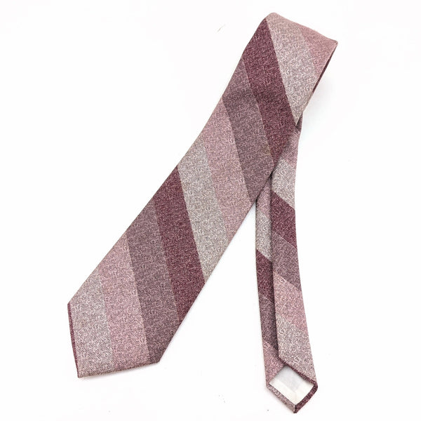 1970s-80s Vintage Pink Striped Tie Knit Wool-Look Men's Vintage Necktie Woolcrofter by Wembley