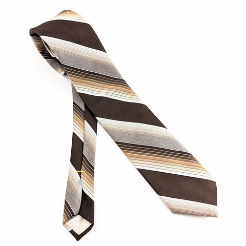 1970s DON LOPER Tie Men's Vintage Brown Striped Polyester Disco Era Necktie by Don Loper Beverly Hills California