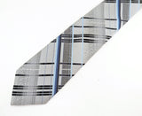 1970s JCPenney Men's Shop Plaid Tie Disco Era Tie Men's Vintage Gray, Black & Blue Knit Polyester Disco Era Woven Necktie