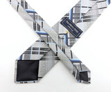 1970s JCPenney Men's Shop Plaid Tie Disco Era Tie Men's Vintage Gray, Black & Blue Knit Polyester Disco Era Woven Necktie