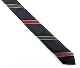 1950s Super Skinny TOWNCRAFT Tie Narrow Mad Men Era Mid Century Modern Men's Vintage Black, Red & Green Striped Necktie by Penney's