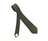 1950s-60s Skinny Green Necktie Men's Vintage Narrow Mad Men Era Green & Black Woven Sharkskin Necktie
