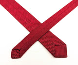 1950s Skinny Red Embroidered Tie Vintage Men's Mad Men Era Necktie with Black & White Argyle or Diamond Embroidery
