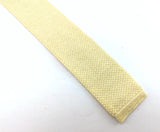 1970s-80s Pastel Yellow Knit Tie Men's Vintage Pastel Yellow Square Bottom Woven Knit 100% Cotton Lisle Necktie by Egon Von Furstenberg