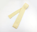 1970s-80s Pastel Yellow Knit Tie Men's Vintage Pastel Yellow Square Bottom Woven Knit 100% Cotton Lisle Necktie by Egon Von Furstenberg