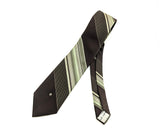 1970s PIERRE CARDIN Tie Men's Vintage Brown & Green Striped 100% Imported Polyester Necktie by Pierre Cardin Paris, New York