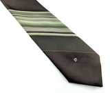 1970s PIERRE CARDIN Tie Men's Vintage Brown & Green Striped 100% Imported Polyester Necktie by Pierre Cardin Paris, New York