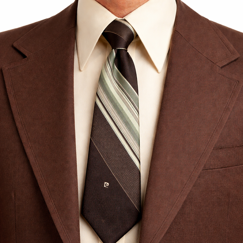 1970s PIERRE CARDIN Tie Men's Vintage Brown & Green Striped 100% Imported Polyester Necktie by Pierre Cardin Paris, New York