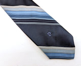 1970s PIERRE CARDIN Tie Men's Vintage Blue Striped 100% Imported Polyester Necktie by Pierre Cardin Paris, New York