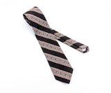 1970s Brown Striped Tie Men's Vintage Disco Era Textured Woven 100% Imported Polyester Dark Brown Necktie by Brittania