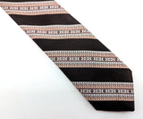 1970s Brown Striped Tie Men's Vintage Disco Era Textured Woven 100% Imported Polyester Dark Brown Necktie by Brittania